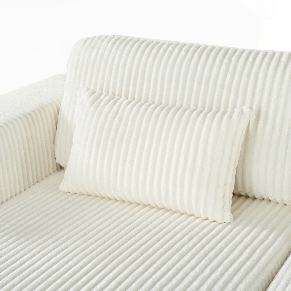 Canapé-lit double en velours côtelé avec 2 oreillers