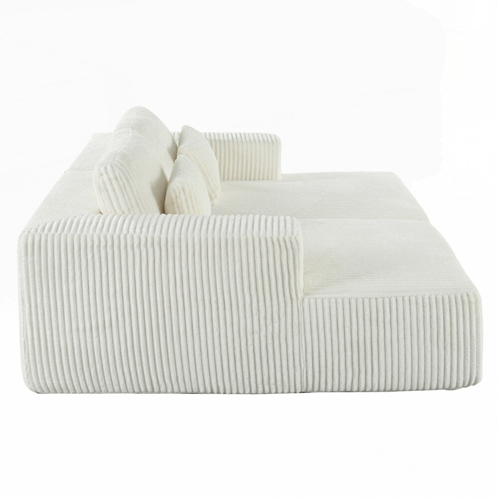 Canapé-lit double en velours côtelé avec 2 oreillers