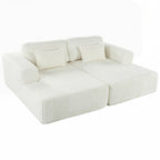 Canapé-lit double en velours côtelé avec 2 oreillers