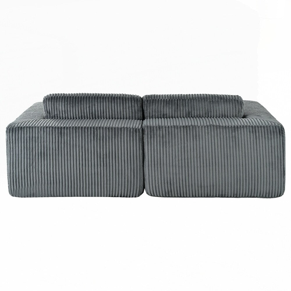 Canapé-lit double en velours côtelé avec 2 oreillers