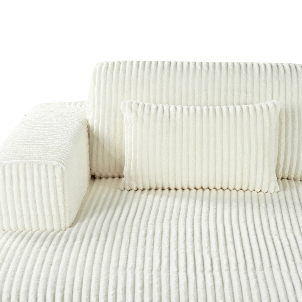 Canapé-lit double en velours côtelé avec 2 oreillers