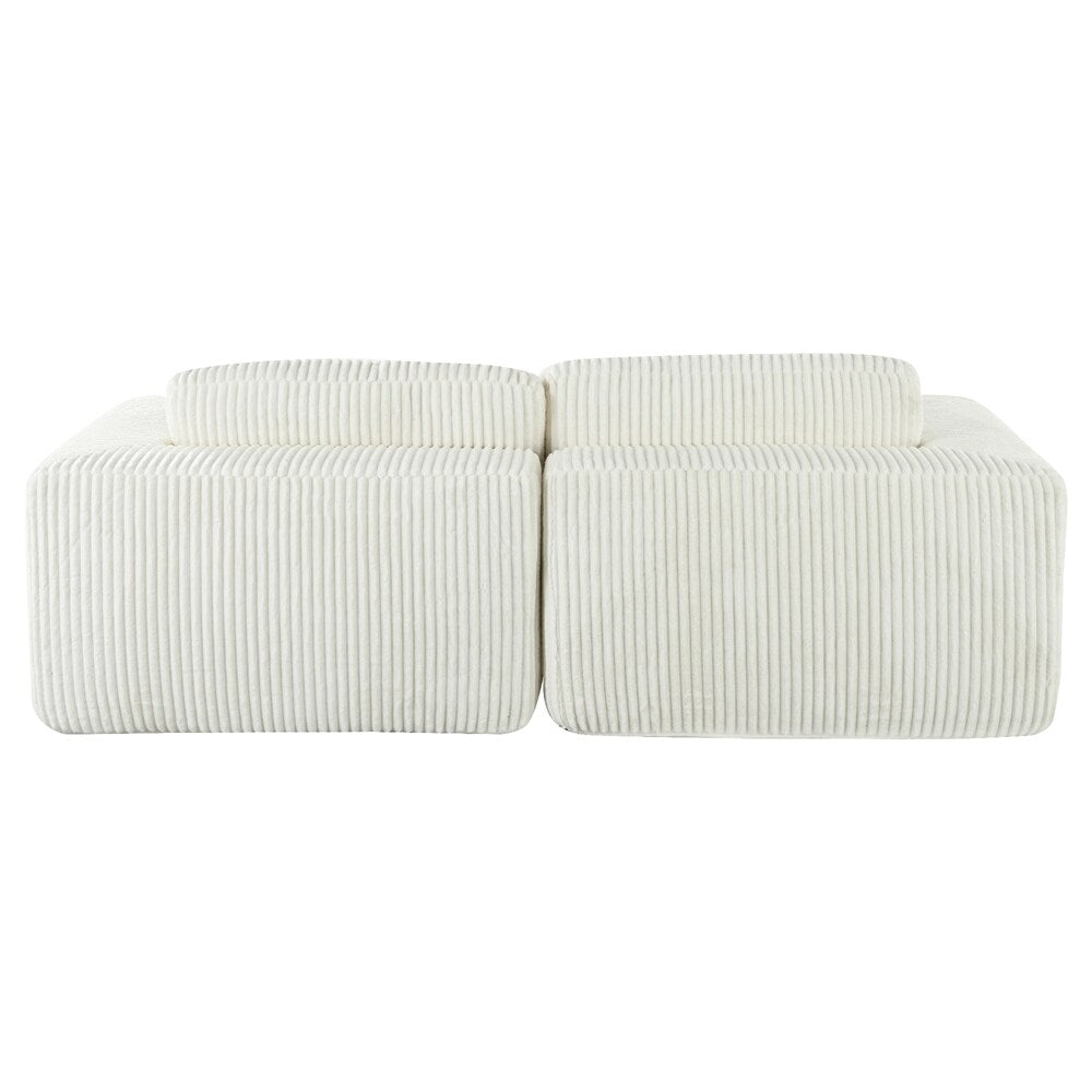 Canapé-lit double en velours côtelé avec 2 oreillers