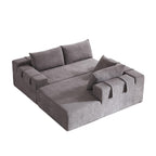 Canapé Cloud 3 places en velours côtelé avec 2 repose-pieds amovibles, ensemble de canapé en U, siège profond rembourré 2 places avec 3 coussins