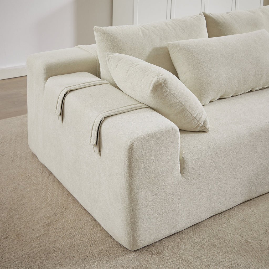 Canapé Cloud 3 places en velours côtelé avec 2 repose-pieds amovibles, ensemble de canapé en U, siège profond rembourré 2 places avec 3 coussins
