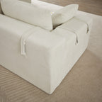 Canapé Cloud 3 places en velours côtelé avec 2 repose-pieds amovibles, ensemble de canapé en U, siège profond rembourré 2 places avec 3 coussins