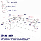 Canapé Cloud 3 places en velours côtelé avec 2 repose-pieds amovibles, ensemble de canapé en U, siège profond rembourré 2 places avec 3 coussins