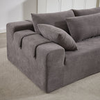 Canapé Cloud 3 places en velours côtelé avec 2 repose-pieds amovibles, ensemble de canapé en U, siège profond rembourré 2 places avec 3 coussins