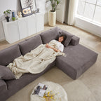 Canapé Cloud 3 places en velours côtelé avec 2 repose-pieds amovibles, ensemble de canapé en U, siège profond rembourré 2 places avec 3 coussins