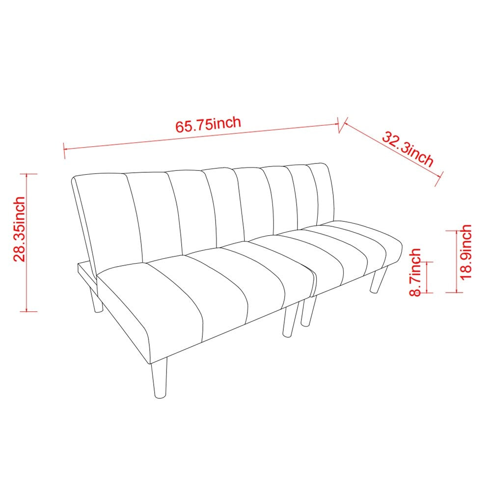 Canapé-lit convertible en tissu velours côtelé avec pieds en bois