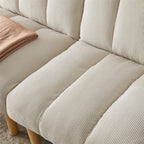 Canapé-lit convertible en tissu velours côtelé avec pieds en bois