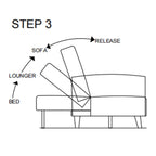 Canapé-lit convertible en tissu velours côtelé avec pieds en bois