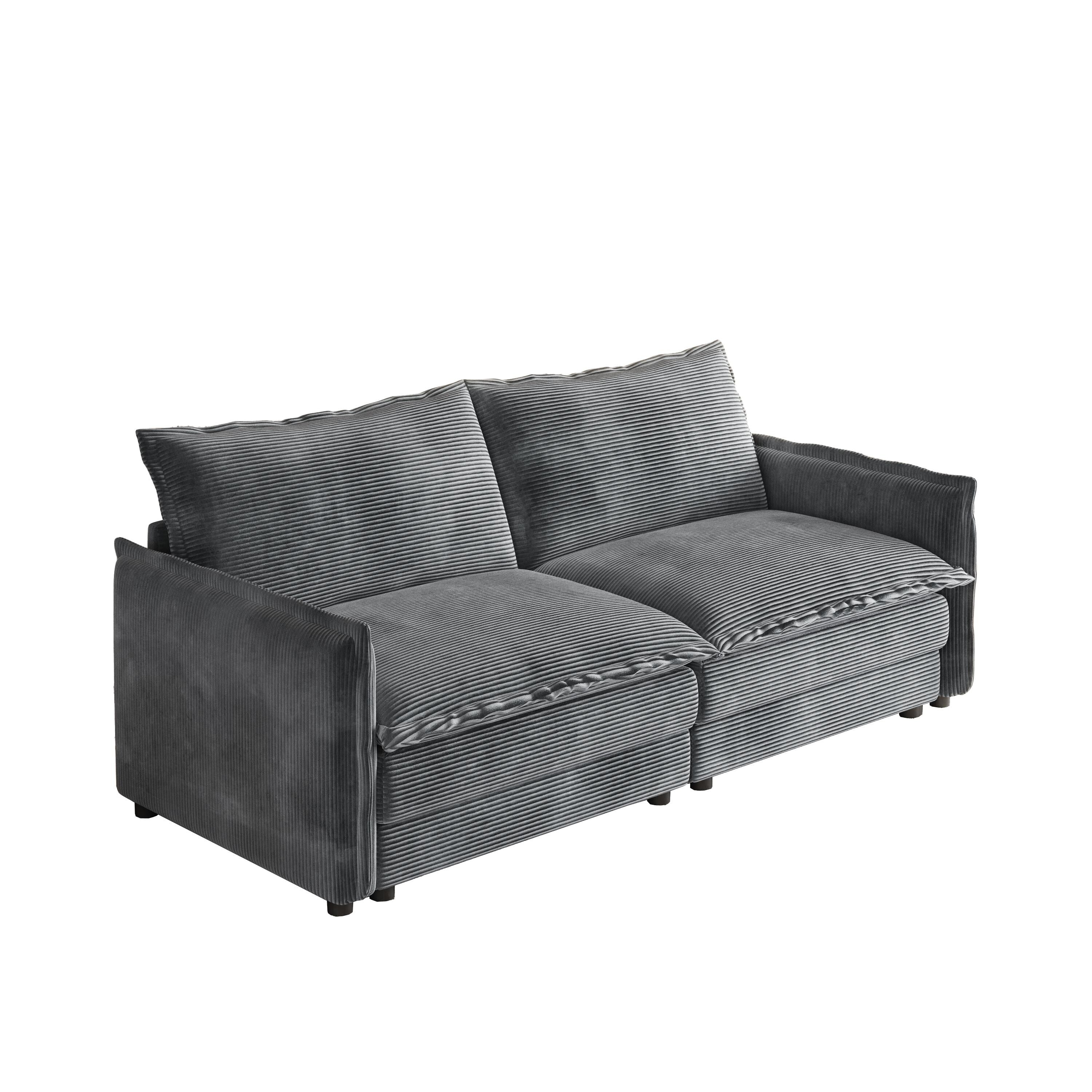 Canapé-lit deux places en velours côtelé pour salon, canapé rembourré de grande taille, siège profond, avec 2 oreillers