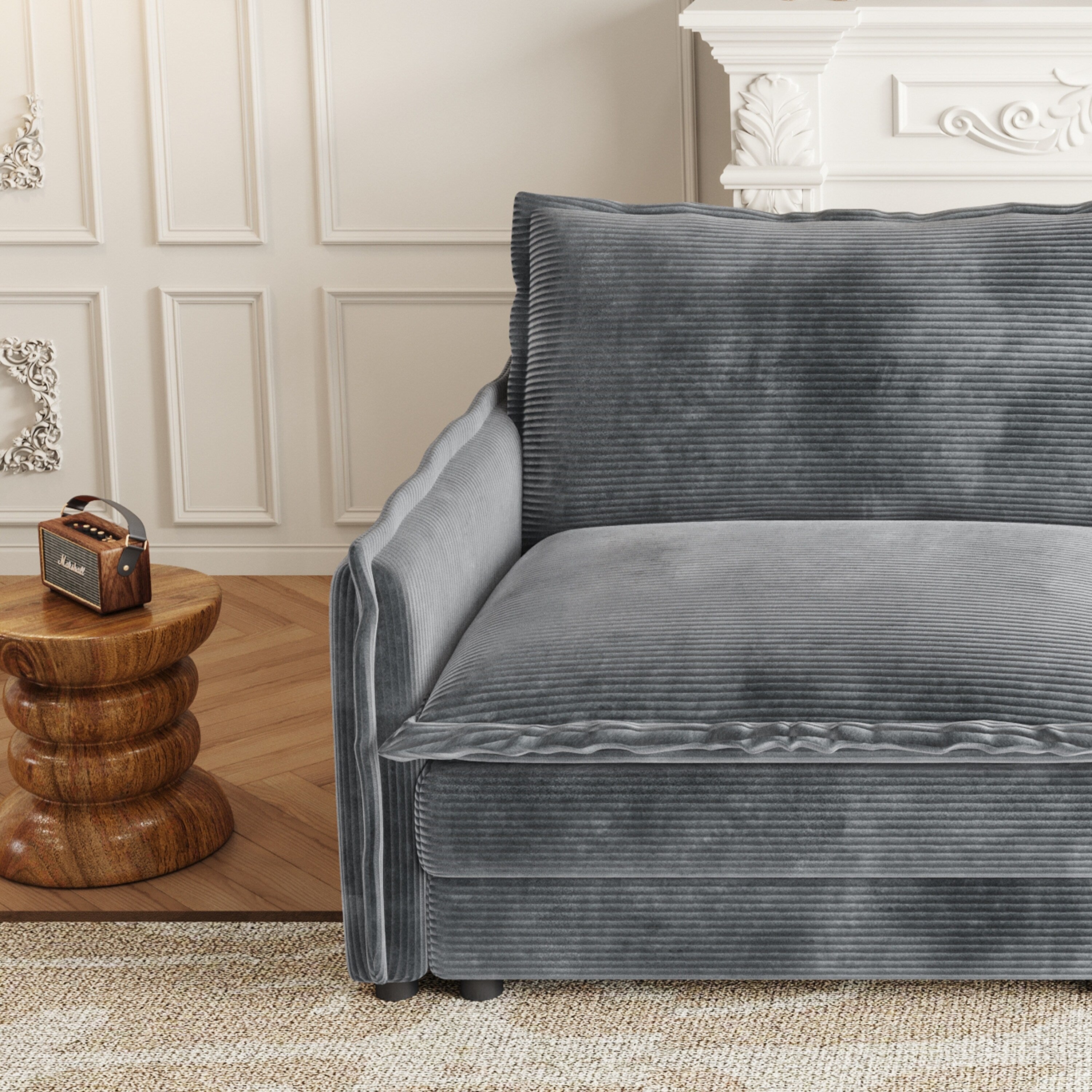 Canapé-lit deux places en velours côtelé pour salon, canapé rembourré de grande taille, siège profond, avec 2 oreillers