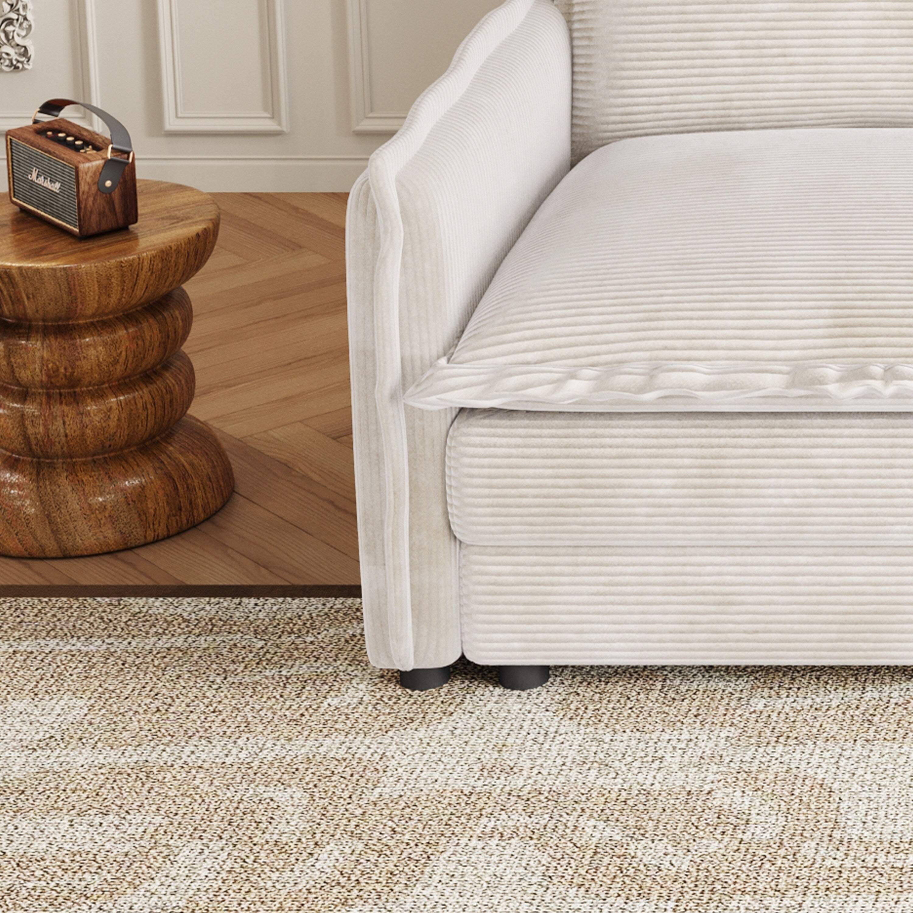 Canapé-lit deux places en velours côtelé pour salon, canapé rembourré de grande taille, siège profond, avec 2 oreillers