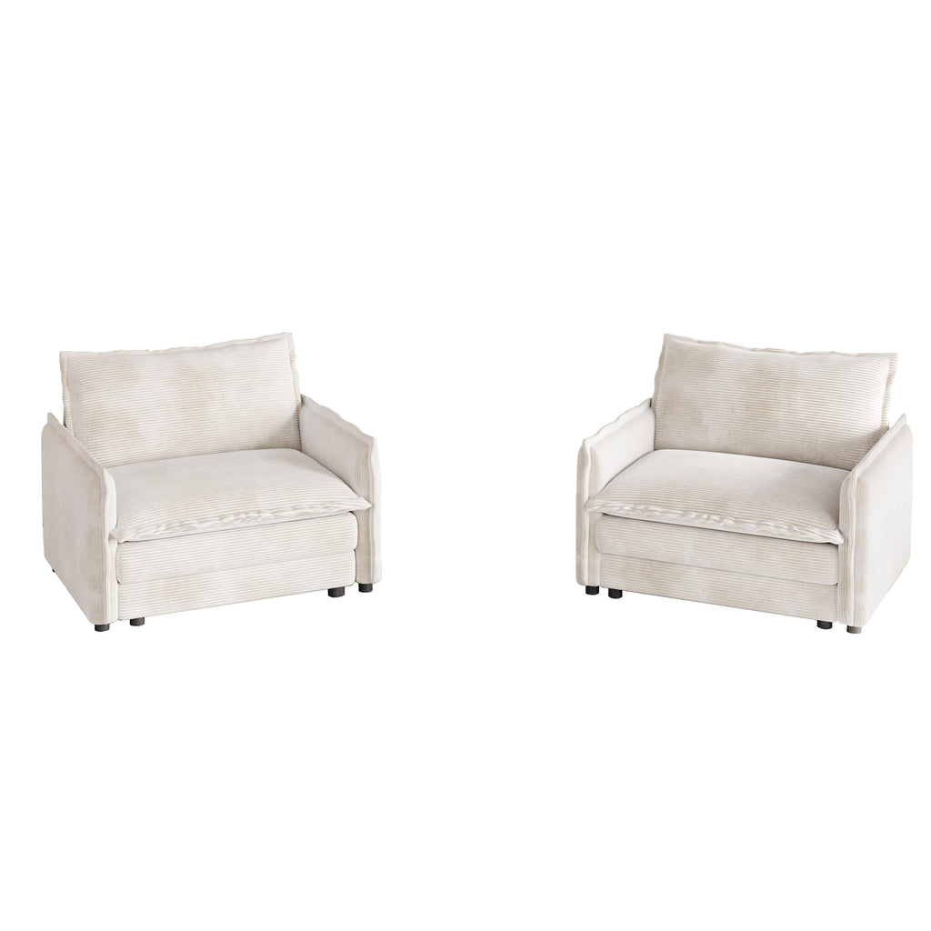 Canapé-lit deux places en velours côtelé pour salon, canapé rembourré de grande taille, siège profond, avec 2 oreillers