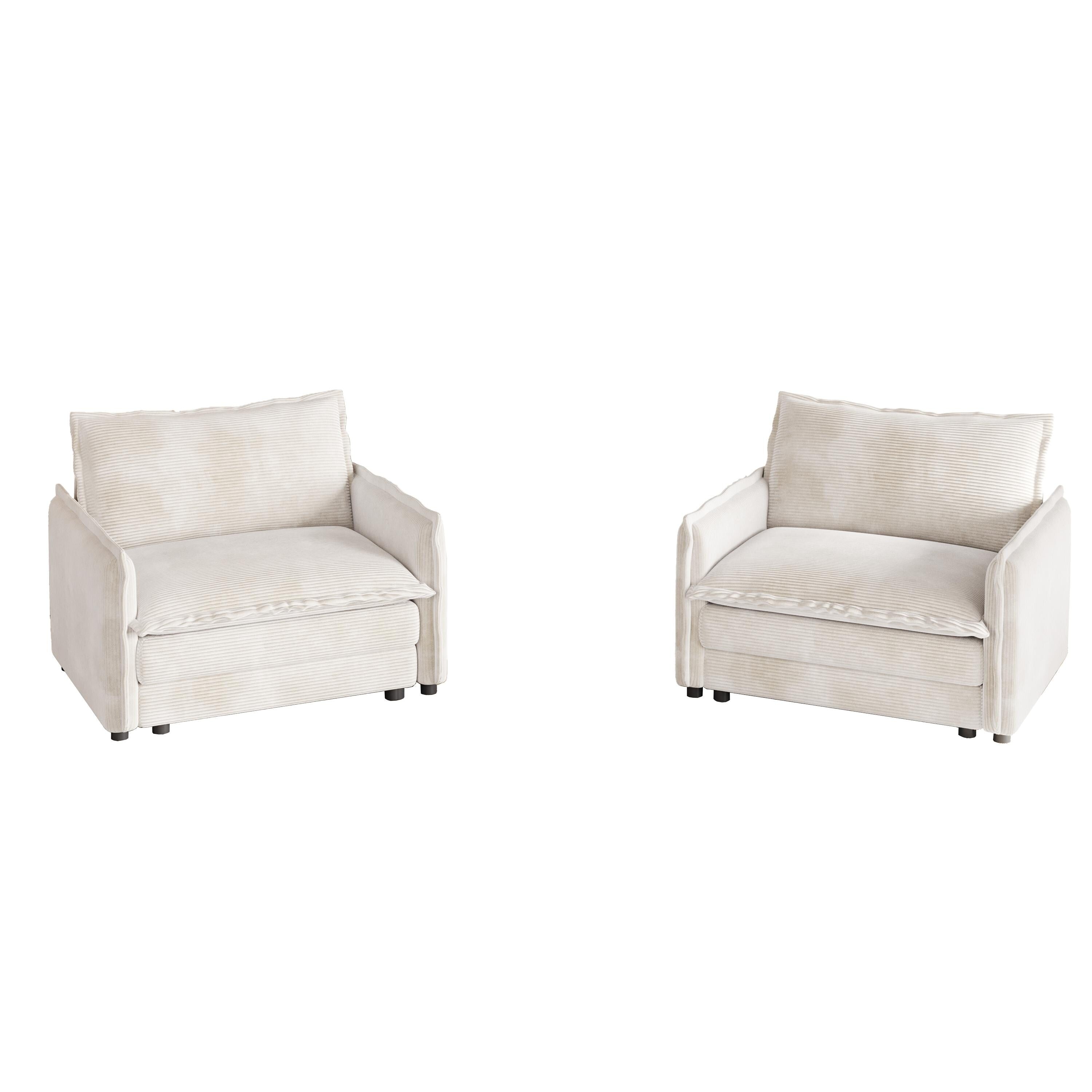 Canapé-lit deux places en velours côtelé pour salon, canapé rembourré de grande taille, siège profond, avec 2 oreillers