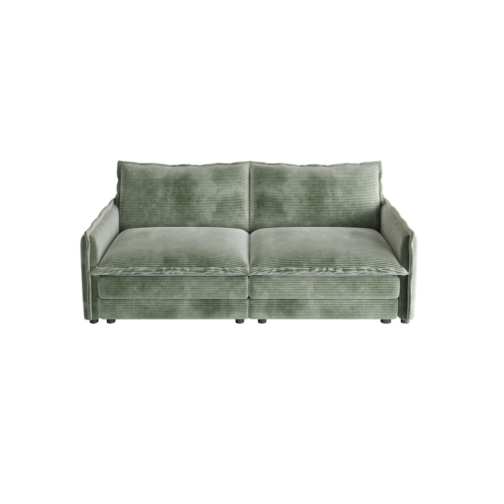 Canapé-lit deux places en velours côtelé pour salon, canapé rembourré de grande taille, siège profond, avec 2 oreillers