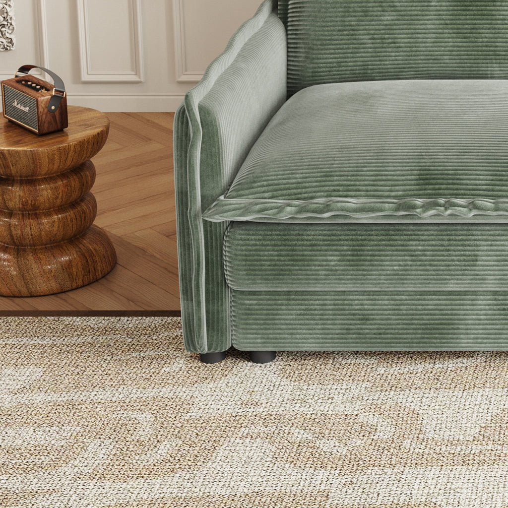 Canapé-lit deux places en velours côtelé pour salon, canapé rembourré de grande taille, siège profond, avec 2 oreillers