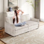 Canapé-lit deux places en velours côtelé pour salon, canapé rembourré de grande taille, siège profond, avec 2 oreillers