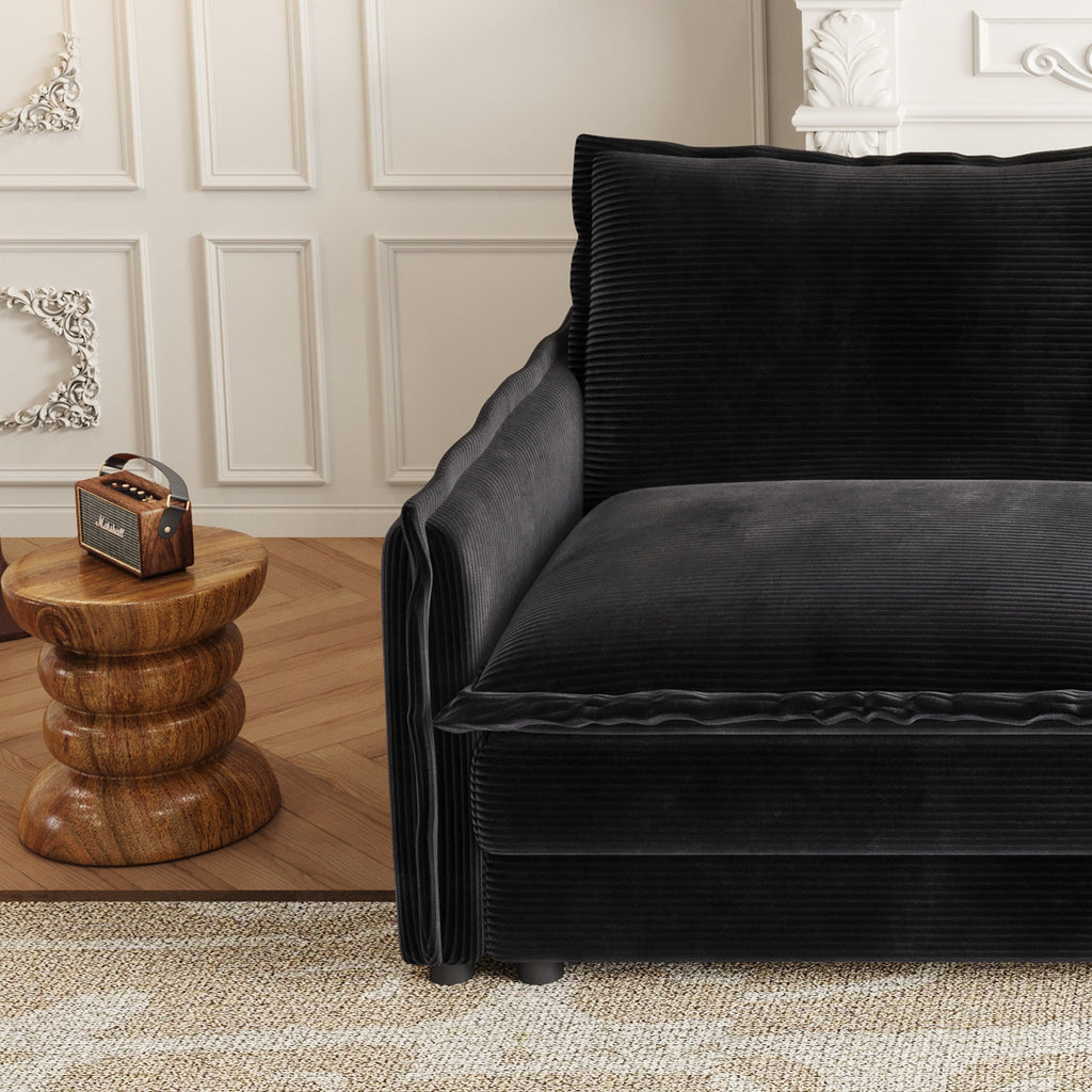 Canapé-lit deux places en velours côtelé pour salon, canapé rembourré de grande taille, siège profond, avec 2 oreillers