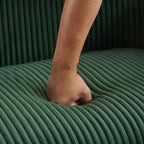 Canapé 2 places rembourré en velours côtelé avec pieds en bois de noyer