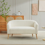 Canapé 2 places rembourré en velours côtelé avec pieds en bois de noyer