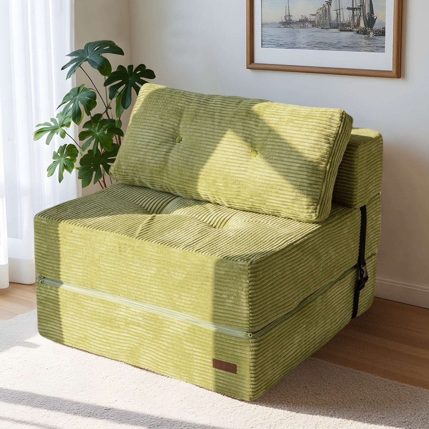 Canapé-lit pliant en mousse velours côtelé, matelas de sol de 15 cm