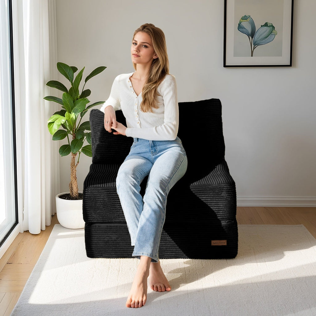 Canapé-lit pliant en mousse velours côtelé, matelas de sol de 15 cm