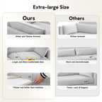 Canapé sectionnel en velours côtelé avec poufs amovibles et coussins ultra-doux pour salon et chambre