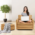 Canapé sectionnel en velours côtelé avec poufs amovibles et coussins ultra-doux pour salon et chambre