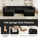 Module en velours côtelé avec deux canapés ottomans à compression