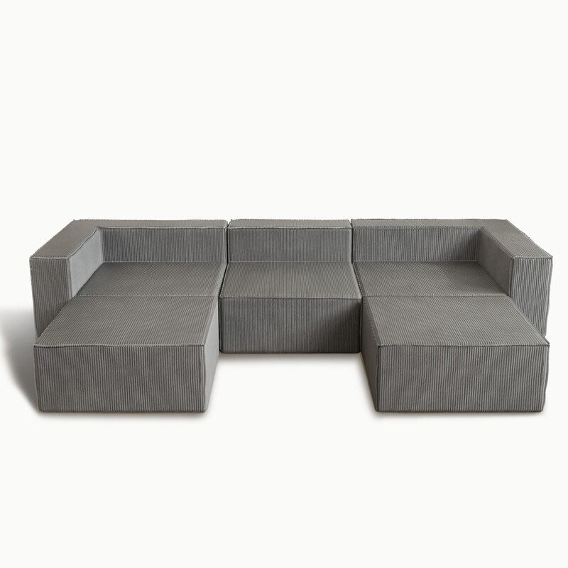 Module en velours côtelé avec deux canapés ottomans à compression