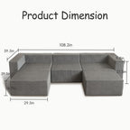 Module en velours côtelé avec deux canapés ottomans à compression