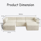 Module en velours côtelé avec deux canapés ottomans à compression