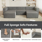 Module en velours côtelé avec deux canapés ottomans à compression