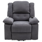 Fauteuil inclinable électrique en velours côtelé pour personnes âgées avec massage et chauffage réglables, angles d'inclinaison infinis et accoudoirs gain de place