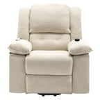Fauteuil inclinable électrique en velours côtelé pour personnes âgées avec massage et chauffage réglables, angles d'inclinaison infinis et accoudoirs gain de place