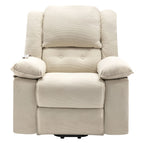 Fauteuil inclinable électrique en velours côtelé pour personnes âgées avec massage et chauffage réglables, angles d'inclinaison infinis et accoudoirs gain de place
