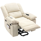 Fauteuil inclinable électrique en velours côtelé pour personnes âgées avec massage et chauffage réglables, angles d'inclinaison infinis et accoudoirs gain de place