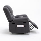 Fauteuil inclinable électrique en velours côtelé pour personnes âgées avec massage et chauffage réglables, angles d'inclinaison infinis et accoudoirs gain de place