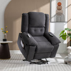 Fauteuil inclinable électrique en velours côtelé pour personnes âgées avec massage et chauffage réglables, angles d'inclinaison infinis et accoudoirs gain de place