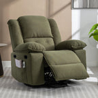 Fauteuil inclinable électrique en velours côtelé pour personnes âgées avec massage et chauffage réglables, angles d'inclinaison infinis et accoudoirs gain de place