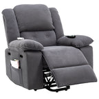 Fauteuil inclinable électrique en velours côtelé pour personnes âgées avec massage et chauffage réglables, angles d'inclinaison infinis et accoudoirs gain de place
