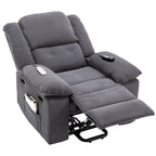 Fauteuil inclinable électrique en velours côtelé pour personnes âgées avec massage et chauffage réglables, angles d'inclinaison infinis et accoudoirs gain de place