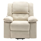 Fauteuil inclinable électrique en velours côtelé pour personnes âgées avec massage et chauffage réglables, angles d'inclinaison infinis et accoudoirs gain de place