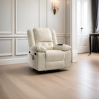Fauteuil inclinable électrique en velours côtelé pour personnes âgées avec massage et chauffage réglables, angles d'inclinaison infinis et accoudoirs gain de place