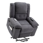 Fauteuil inclinable électrique en velours côtelé avec massage et accoudoirs extensibles
