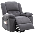 Fauteuil inclinable électrique en velours côtelé avec massage et accoudoirs extensibles
