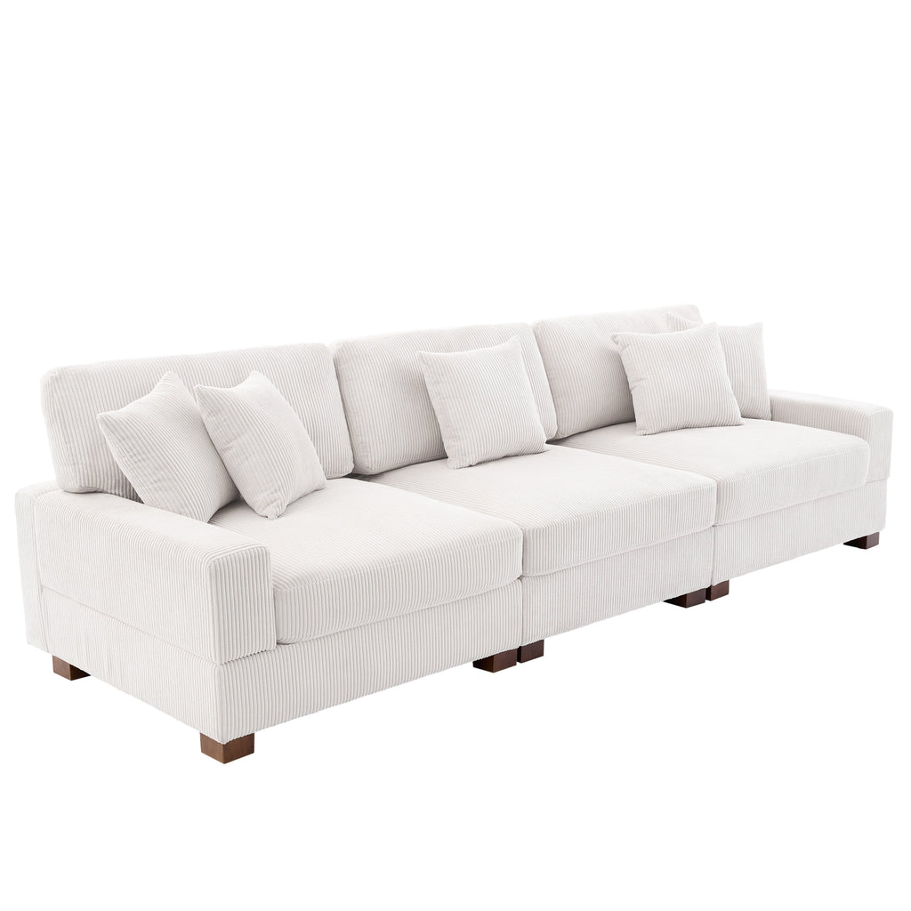 Canapé modulable sectionnel en velours côtelé avec oreillers
