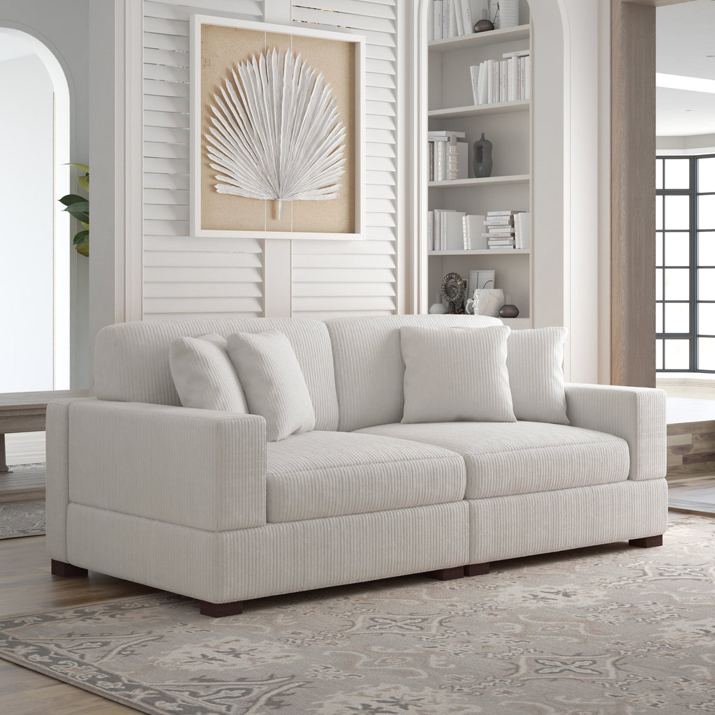 Canapé modulable sectionnel en velours côtelé avec oreillers